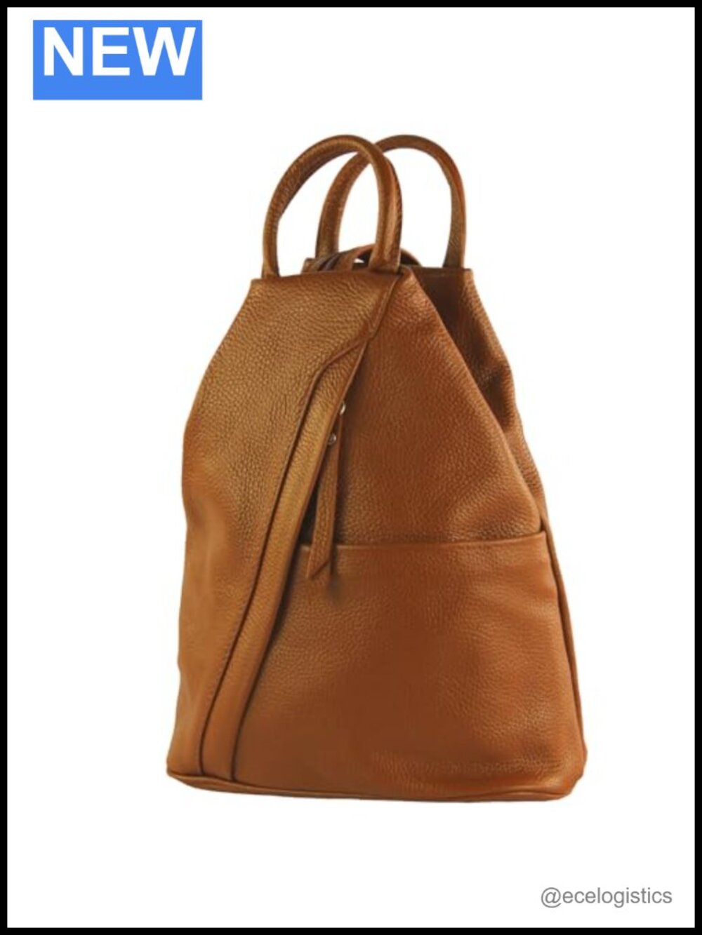Italian Leather Women's Backpack Convertible Shoulder Strap Zip Closure